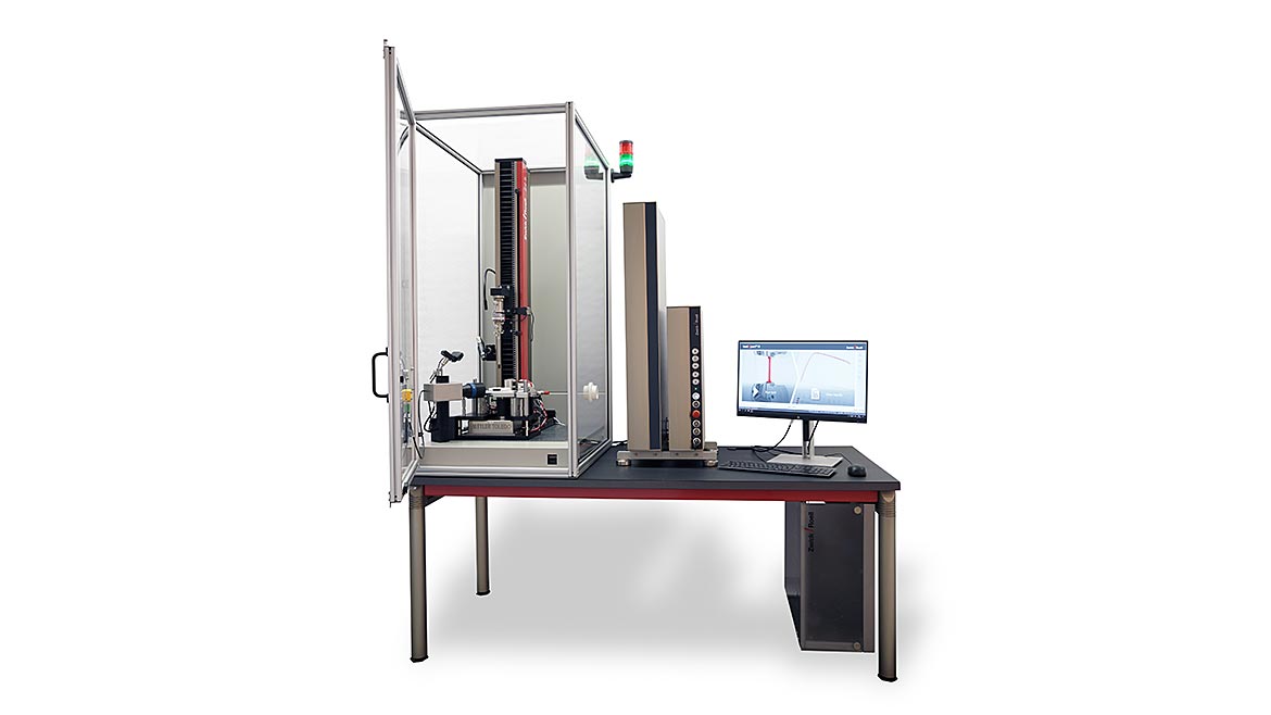 Medical: ZwickRoell semi-automated testing solution including custom device holding fixtures, precision control electronics, and multi-purpose testing software including ISO 11608-6 methods