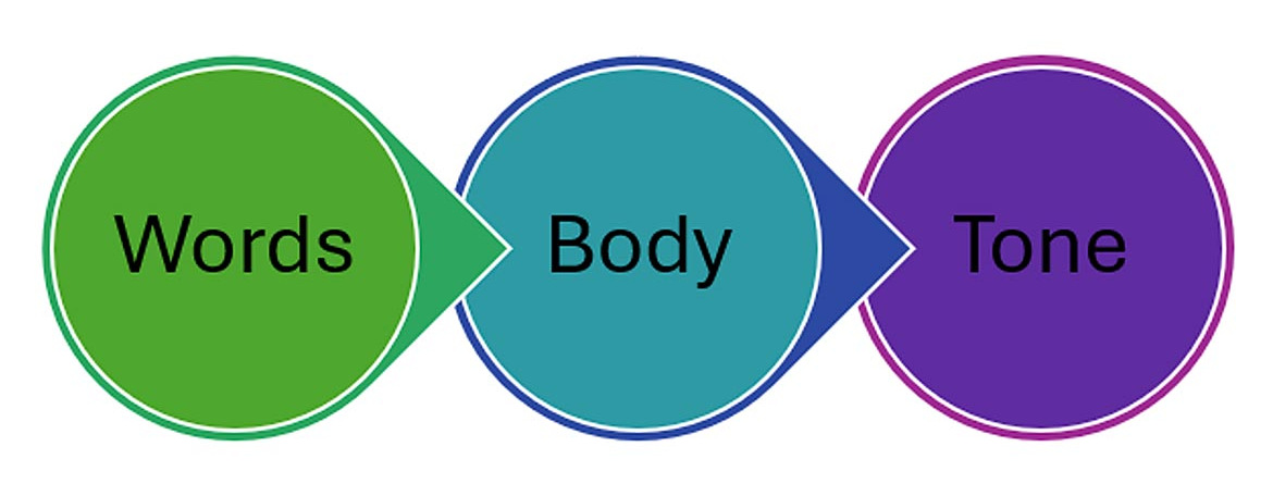 Figure 4: Graphic of "Words", "Body", and "Tone" communication method.