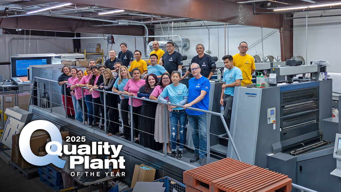 Spectrum Custom Packaging staff gathered for a group photo.