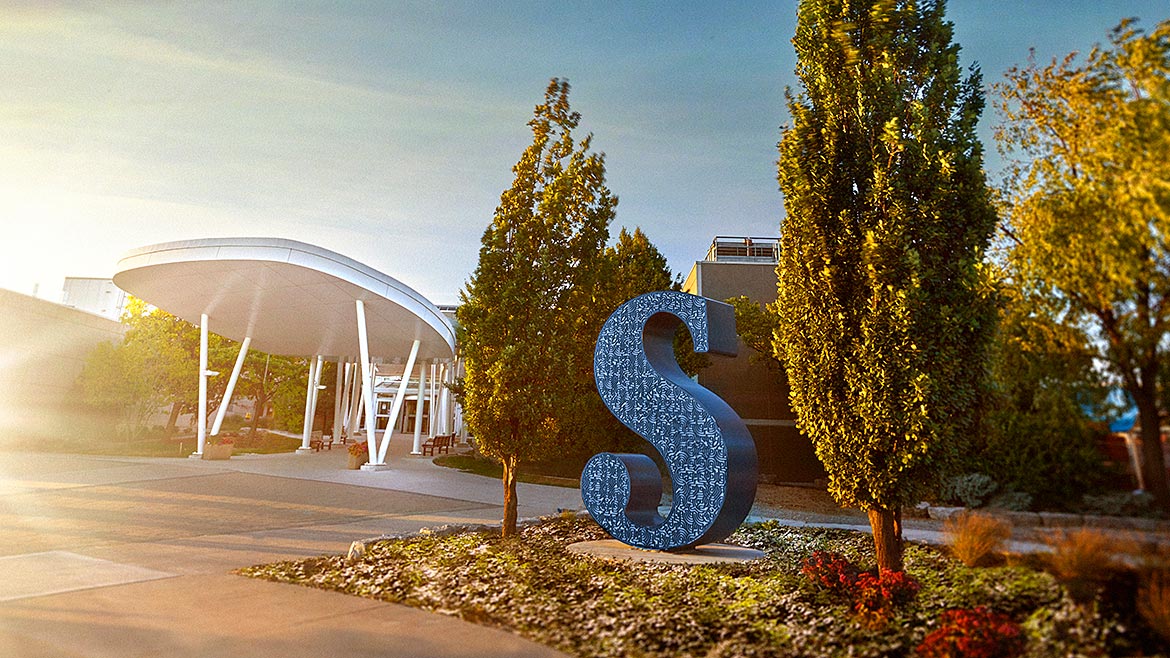 Main entrance at Sheridan College’s Davis Campus in Brampton, ON, Canada